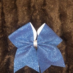 blue & silver glitter cheerleading/ dance bow
